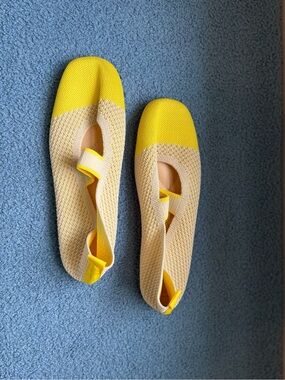 Yellow Knit Mary Jane Flats